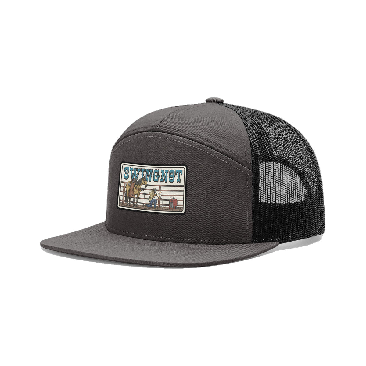 Welder Patch Richardson 168 Hat / Charcoal/Black / angle on white