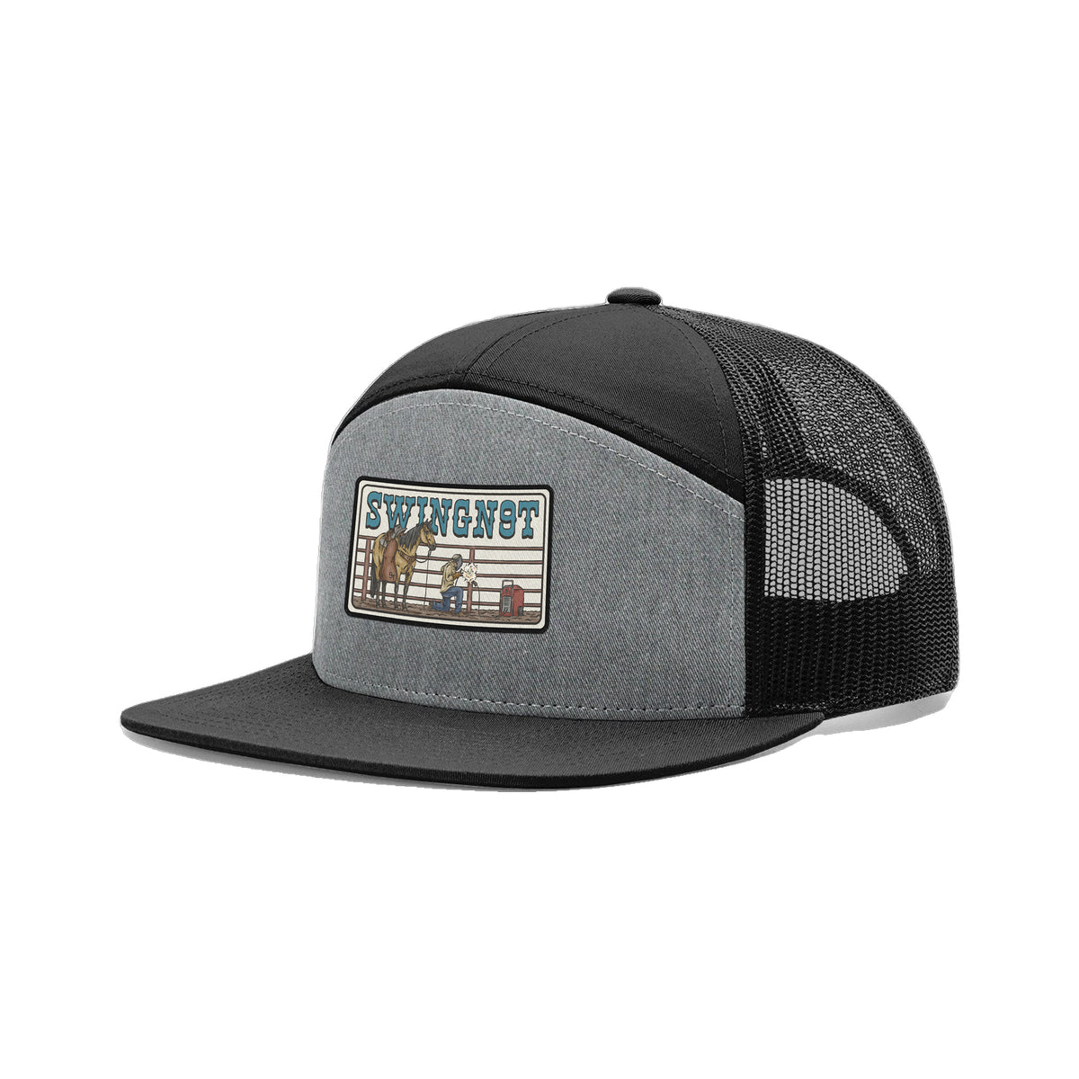 Welder Patch Richardson 168 Hat / Heather Grey/Black / angle on white