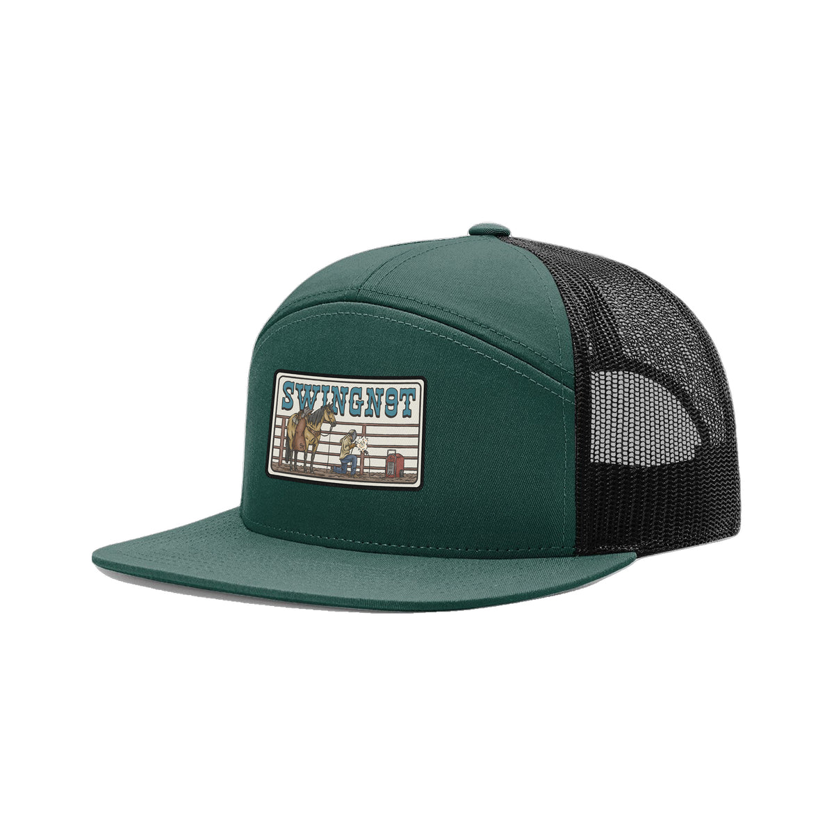 Welder Patch Richardson 168 Hat / Dark Green/Black / angle on white