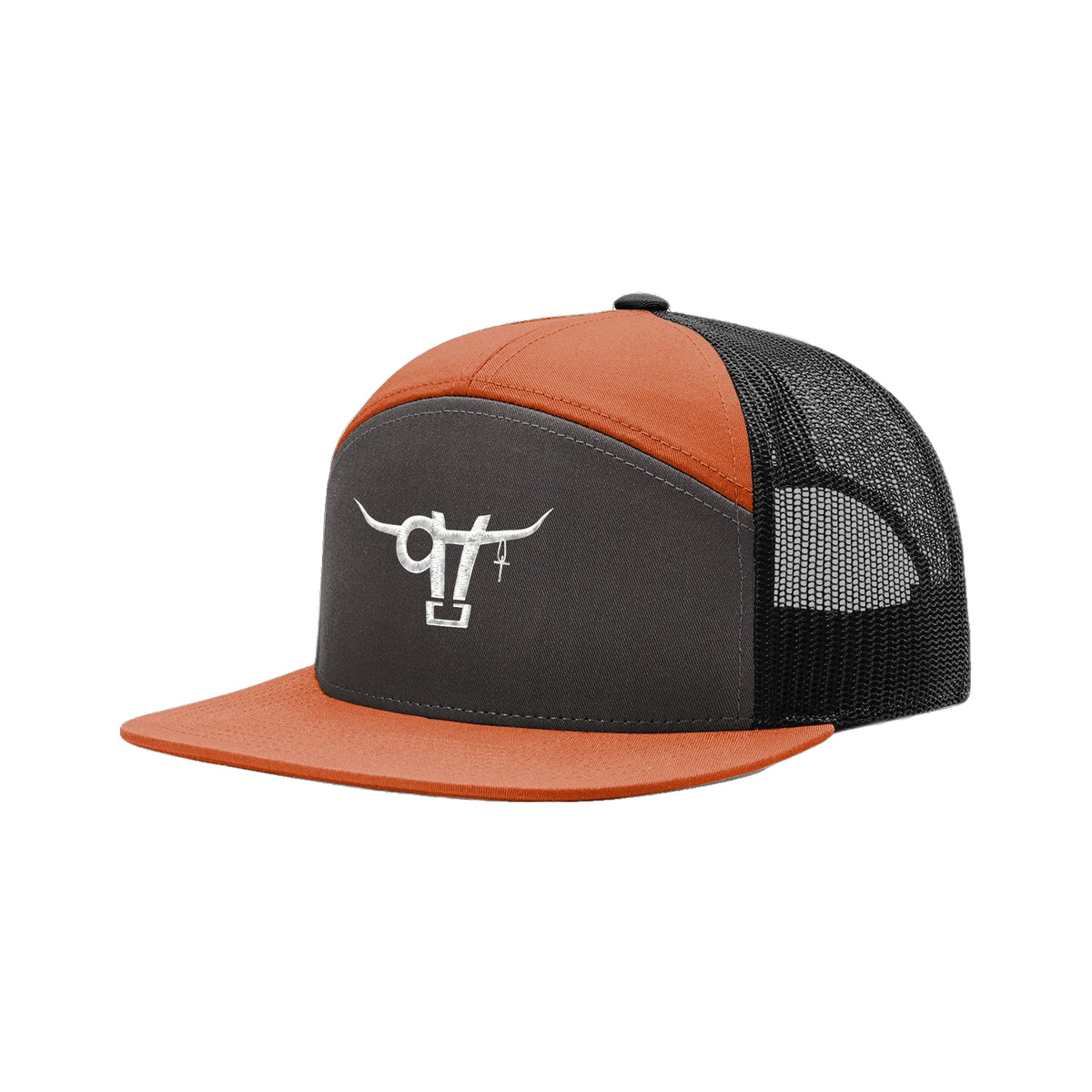 SwingN9T Bull Richardson 168 Hat / Charcoal/Burnt Orange/Black / angle on white