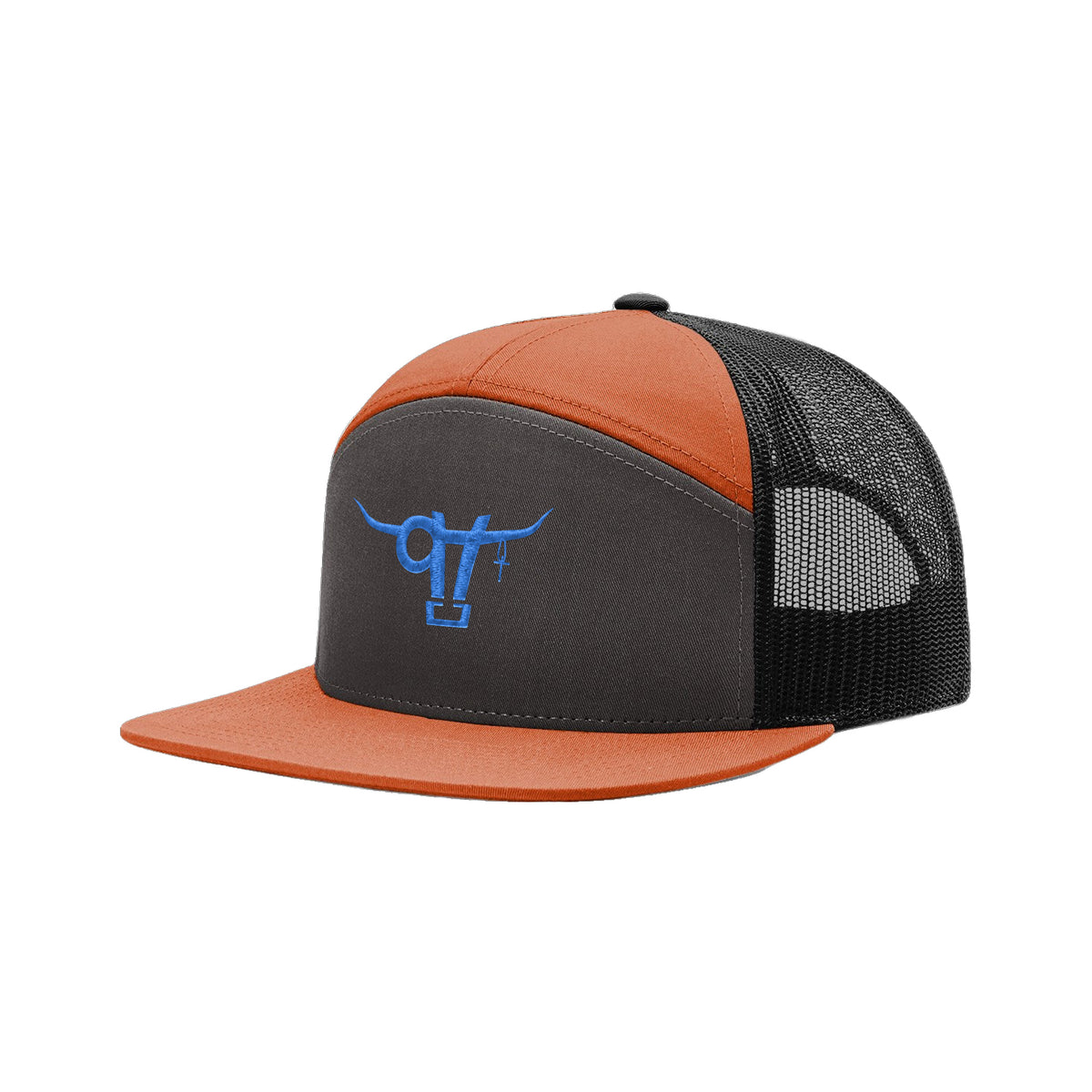 SwingN9T Bull Richardson 168 Hat / Charcoal/Burnt Orange/Black / angle on white