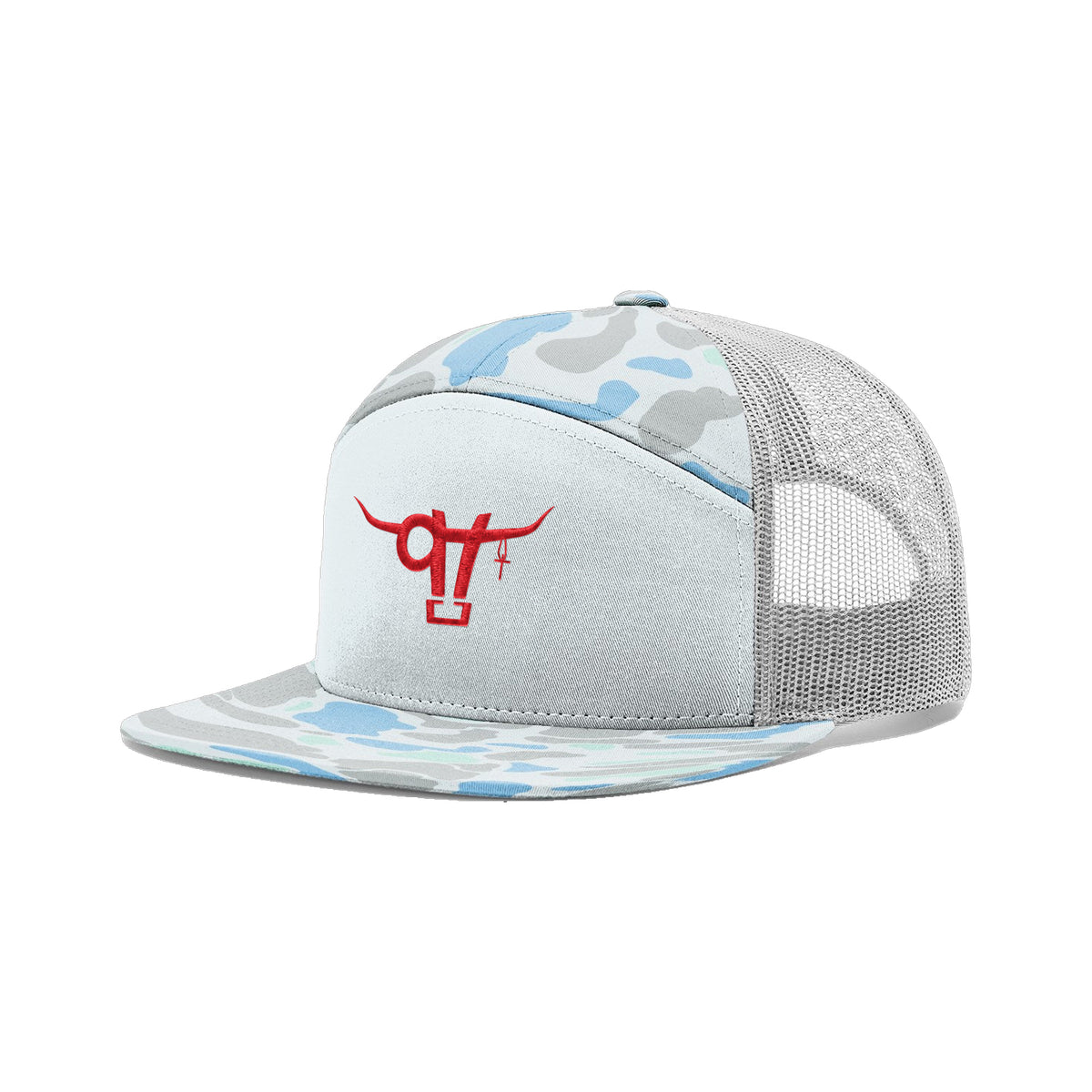 SwingN9T Bull Richardson 168 Hat / Blue Duck Camo / angle on white