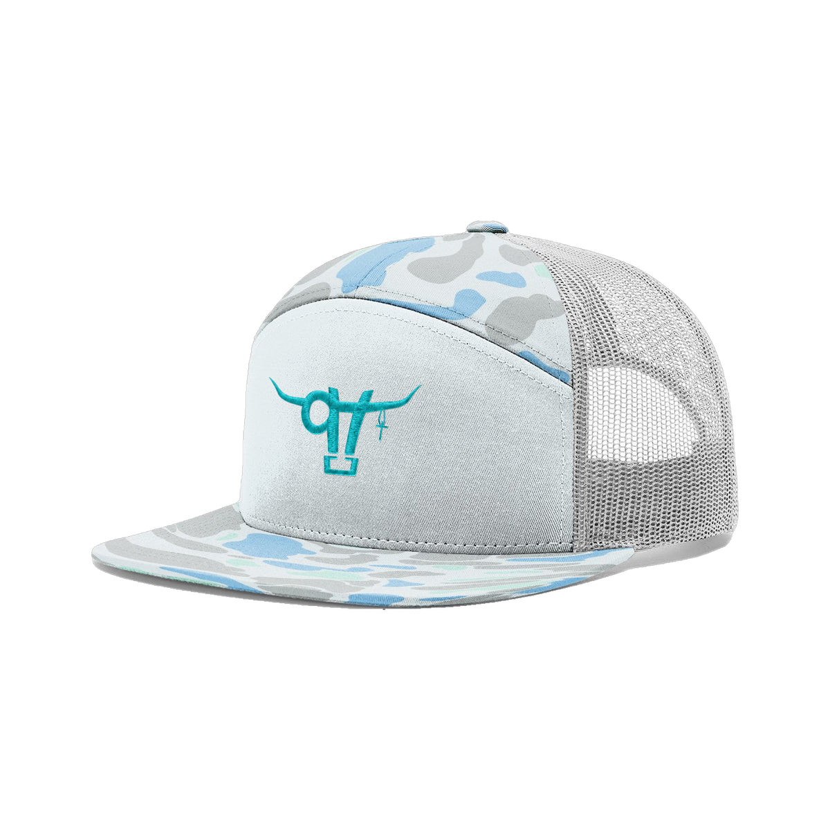 SwingN9T Bull Richardson 168 Hat / Blue Duck Camo / angle on white
