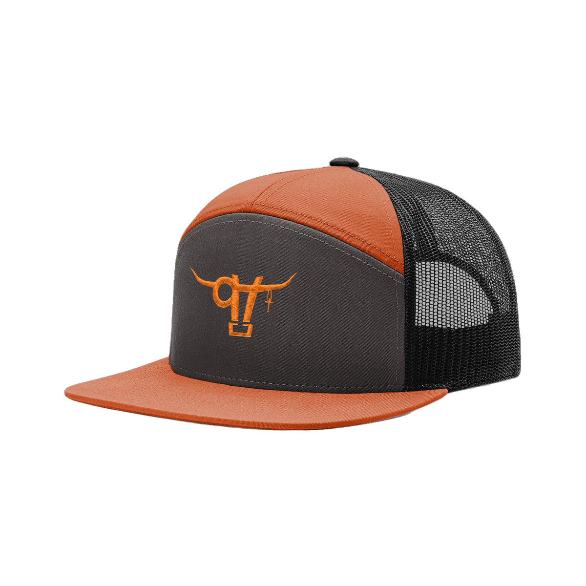 SwingN9T Bull Richardson 168 Hat / Charcoal/Burnt Orange/Black / angle on white