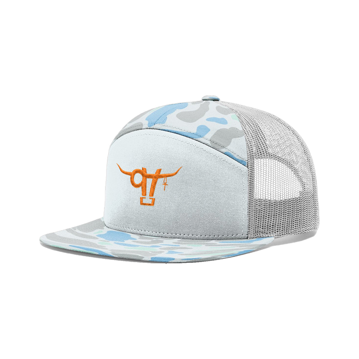 SwingN9T Bull Richardson 168 Hat / Blue Duck Camo / angle on white