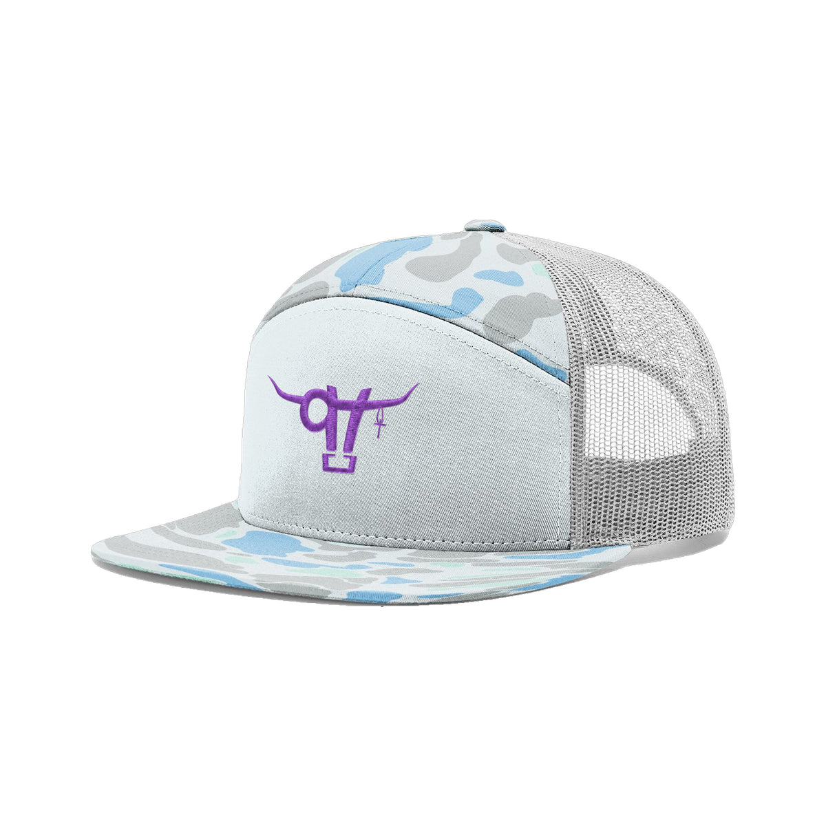 SwingN9T Bull Richardson 168 Hat / Blue Duck Camo / angle on white