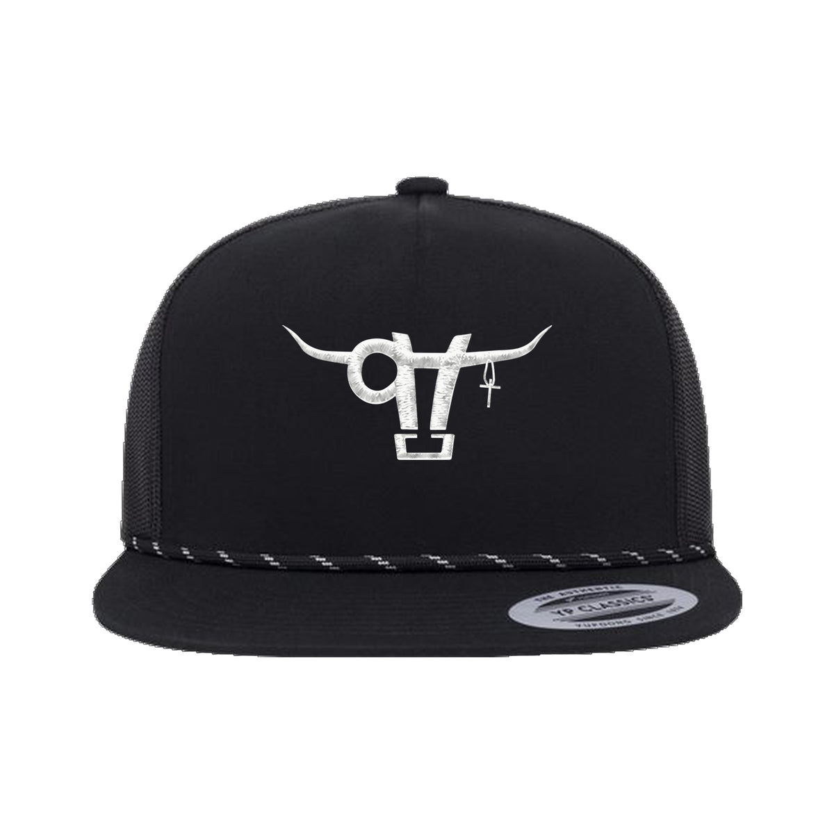 SwingN9T Bull Yupoong 6006BD Rope Hat / Black / angle on white
