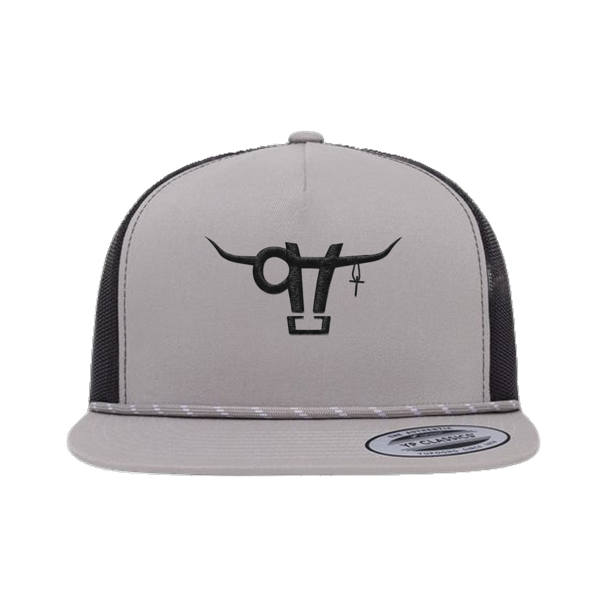 SwingN9T Bull Yupoong 6006BD Rope Hat / Silver/Black / angle on white