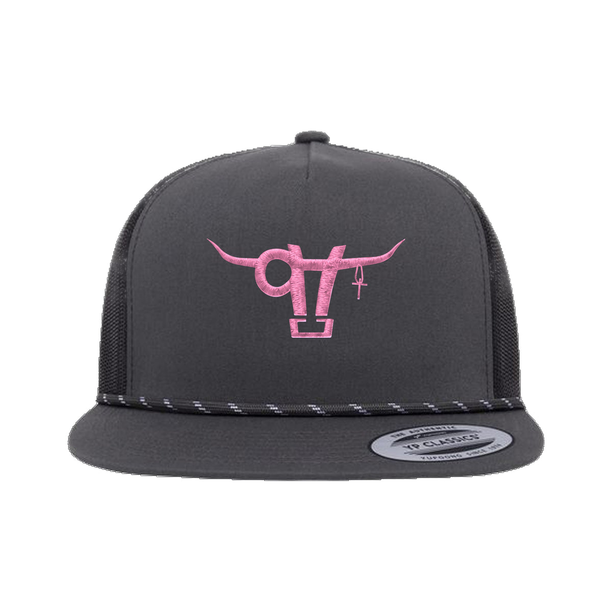 SwingN9T Bull Yupoong 6006BD Rope Hat / Charcoal/Black / angle on white