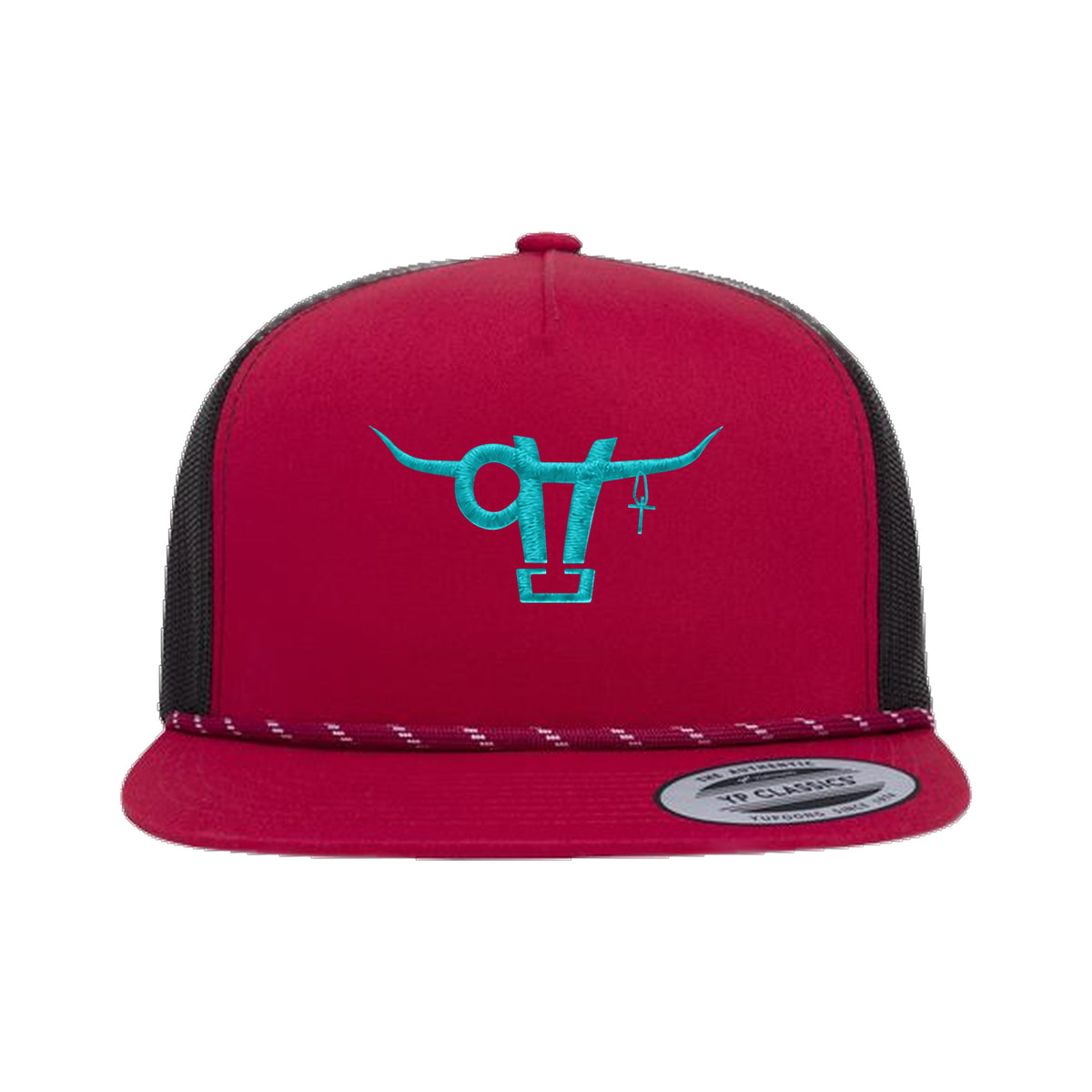 SwingN9T Bull Yupoong 6006BD Rope Hat / Red/Black / angle on white