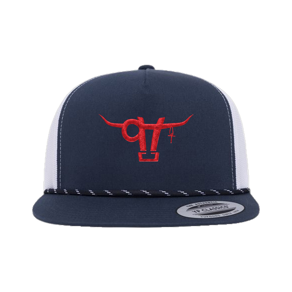 SwingN9T Bull Yupoong 6006BD Rope Hat / Navy/White / angle on white