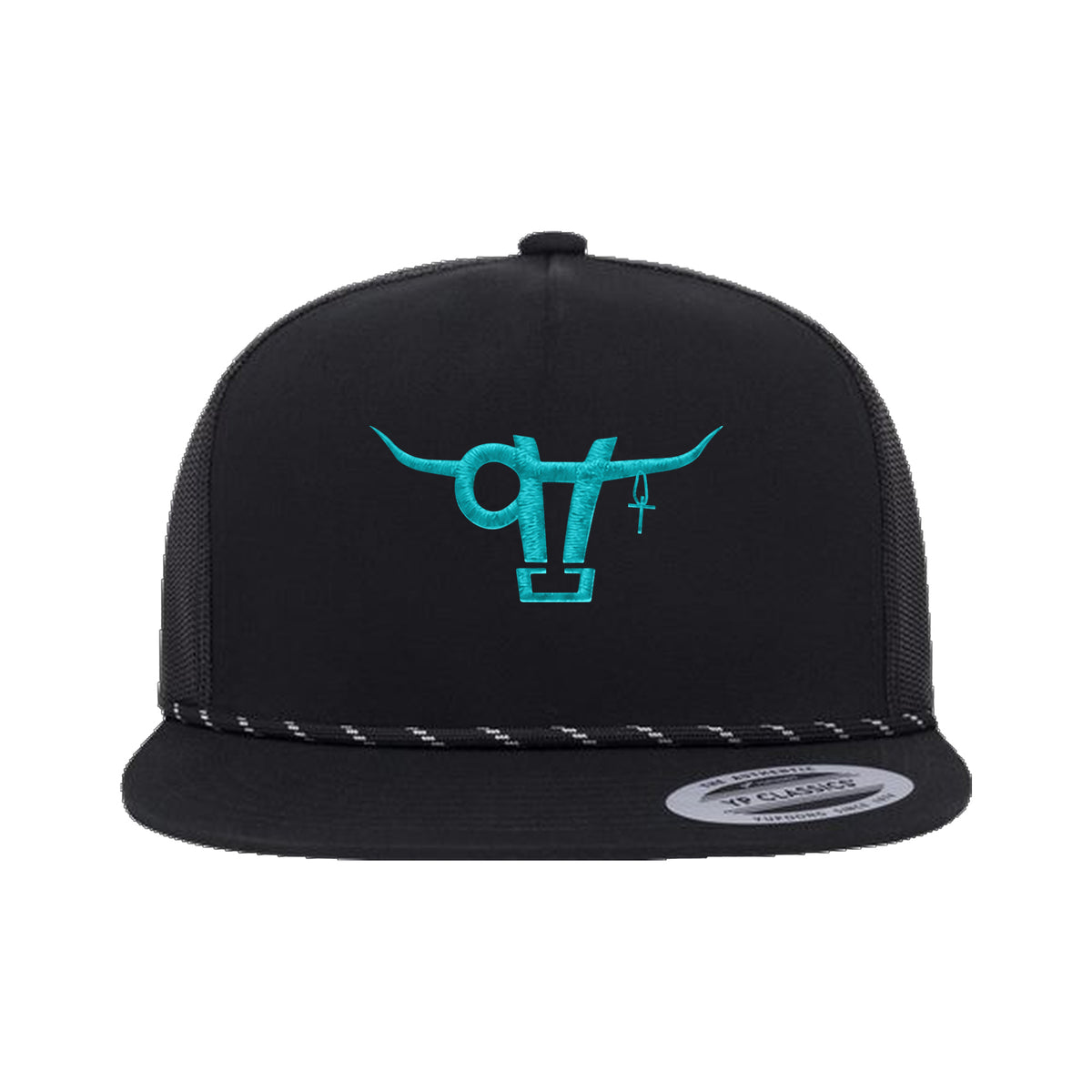 SwingN9T Bull Yupoong 6006BD Rope Hat / Black / angle on white