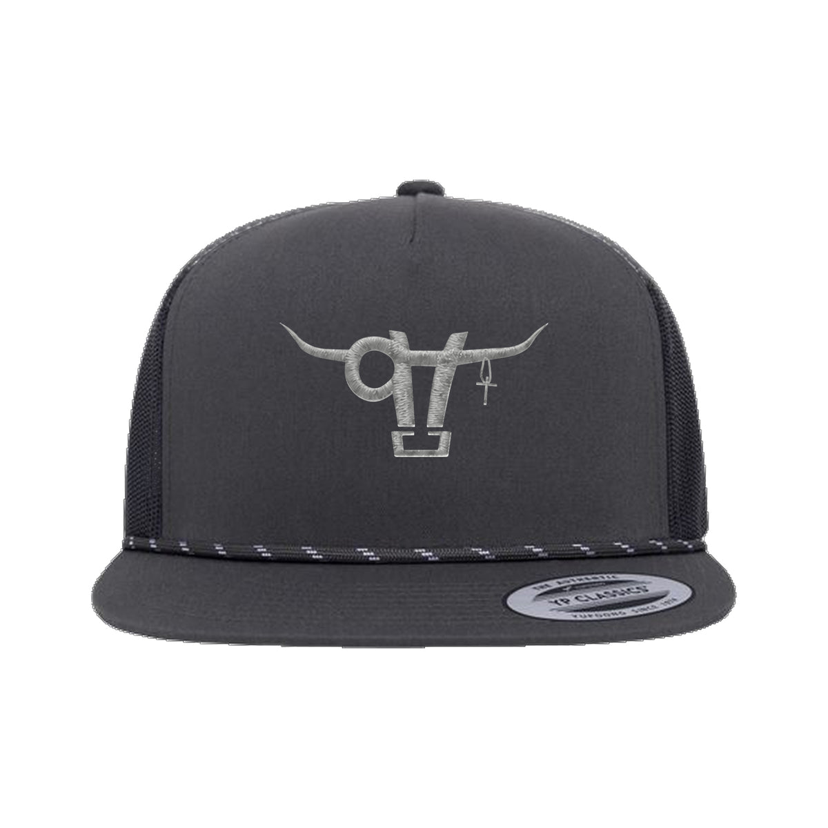 SwingN9T Bull Yupoong 6006BD Rope Hat / Charcoal / angle on white