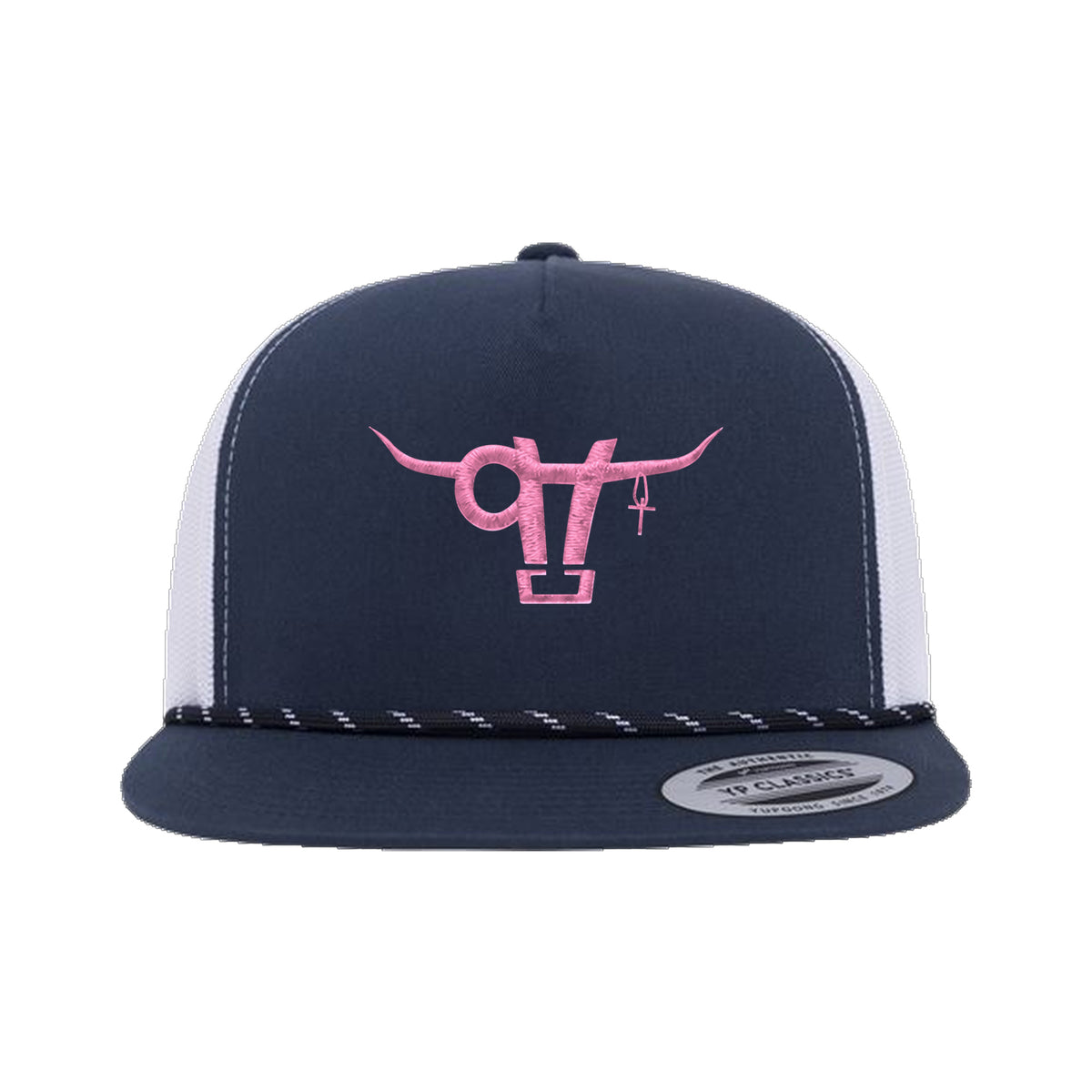 SwingN9T Bull Yupoong 6006BD Rope Hat / Navy/White / angle on white