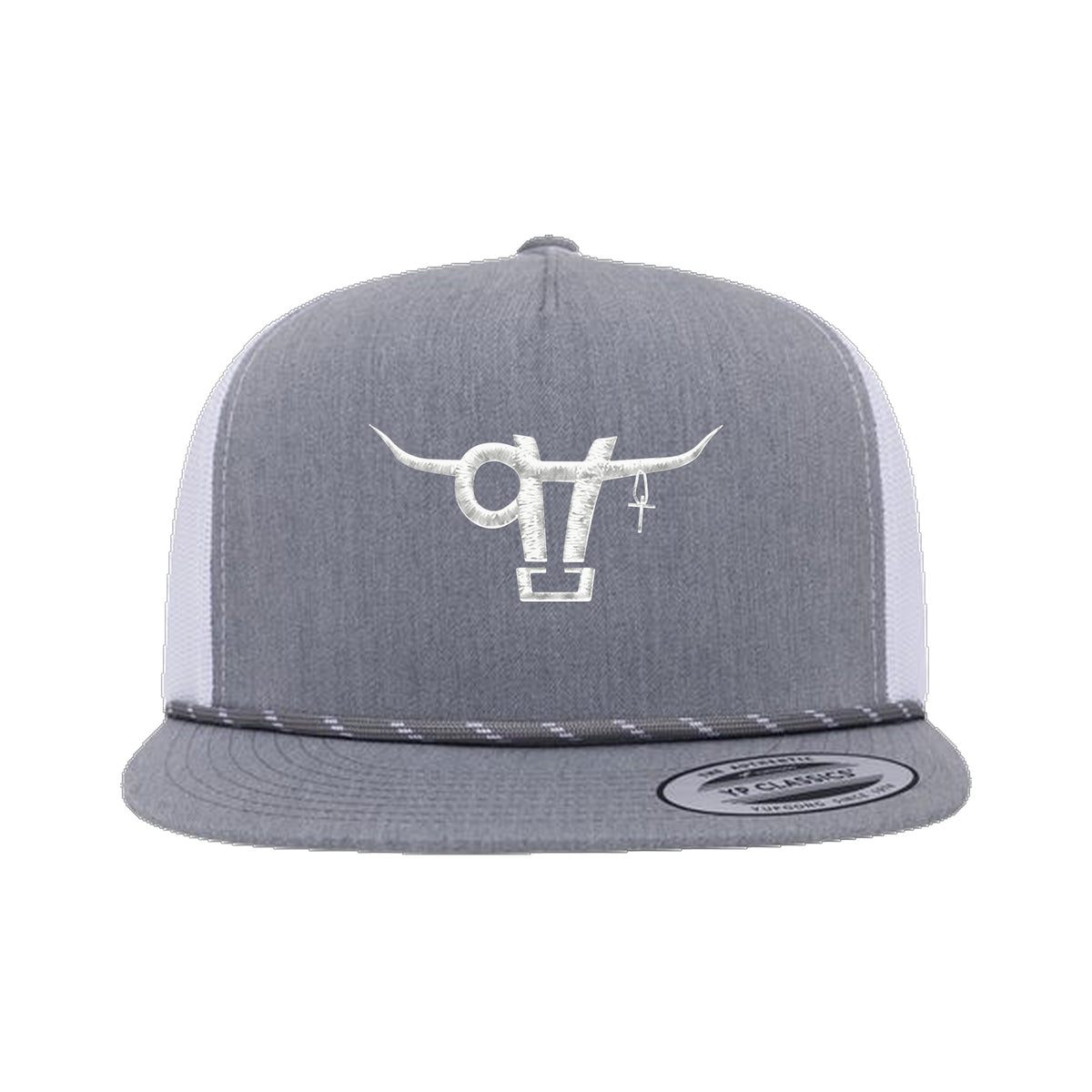 SwingN9T Bull Yupoong 6006BD Rope Hat / Heather Grey/White / angle on white