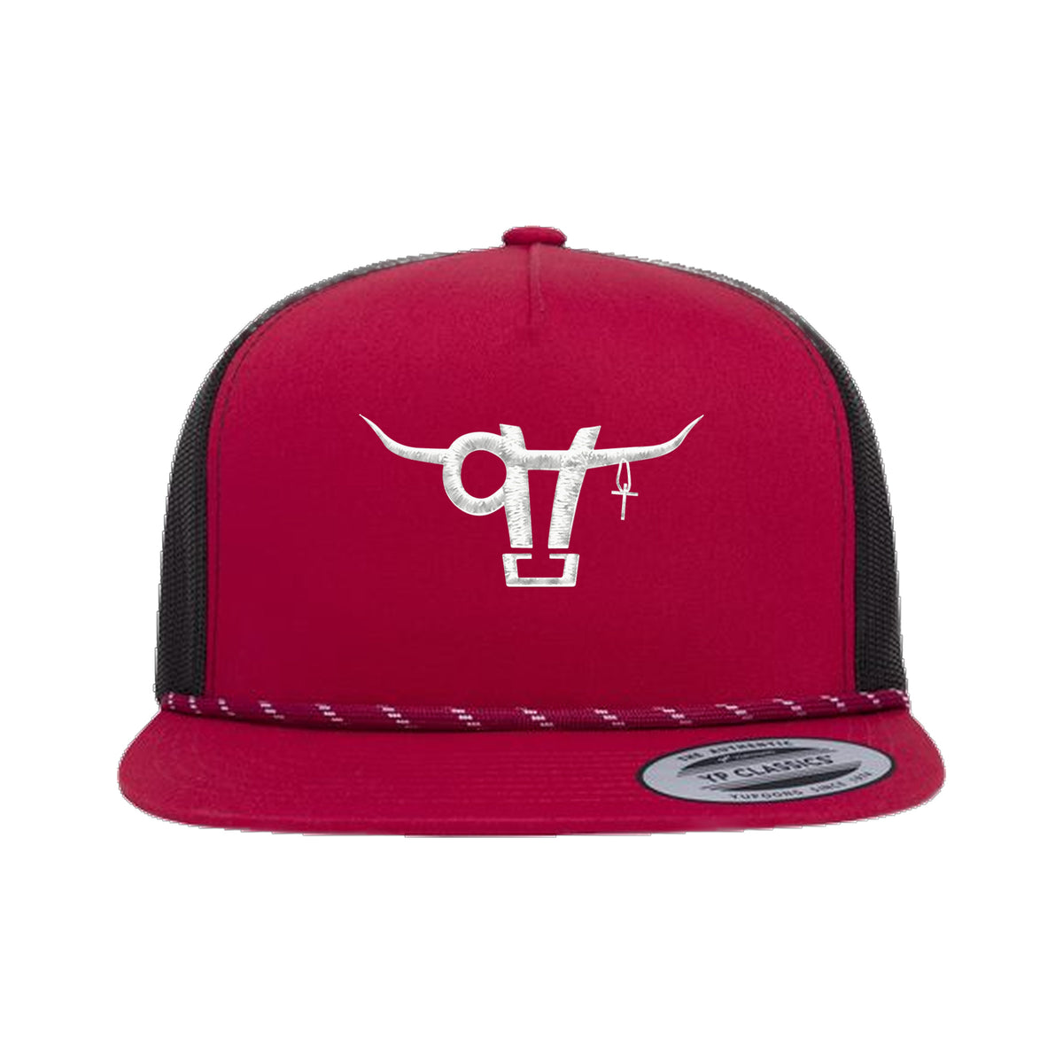 SwingN9T Bull Yupoong 6006BD Rope Hat / Red/Black / angle on white