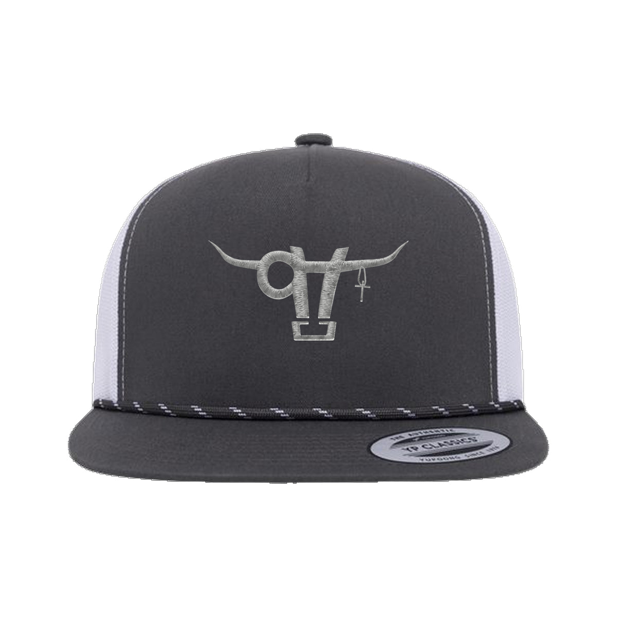 SwingN9T Bull Yupoong 6006BD Rope Hat / Charcoal/White / angle on white