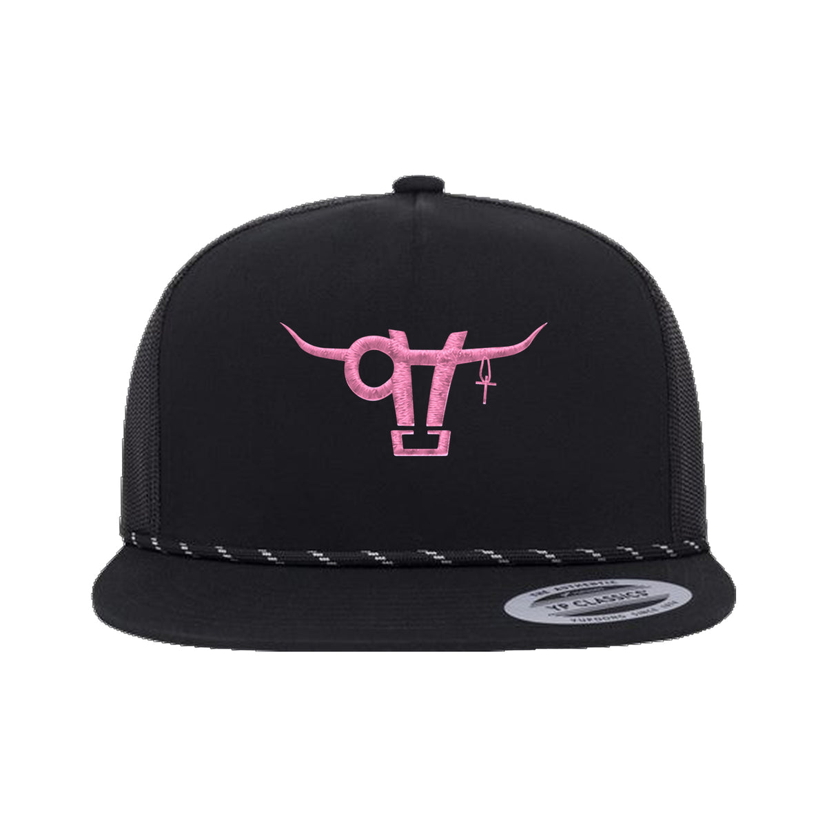 SwingN9T Bull Yupoong 6006BD Rope Hat / Black / angle on white