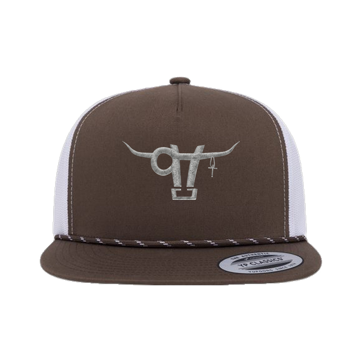 SwingN9T Bull Yupoong 6006BD Rope Hat / Brown/White / angle on white