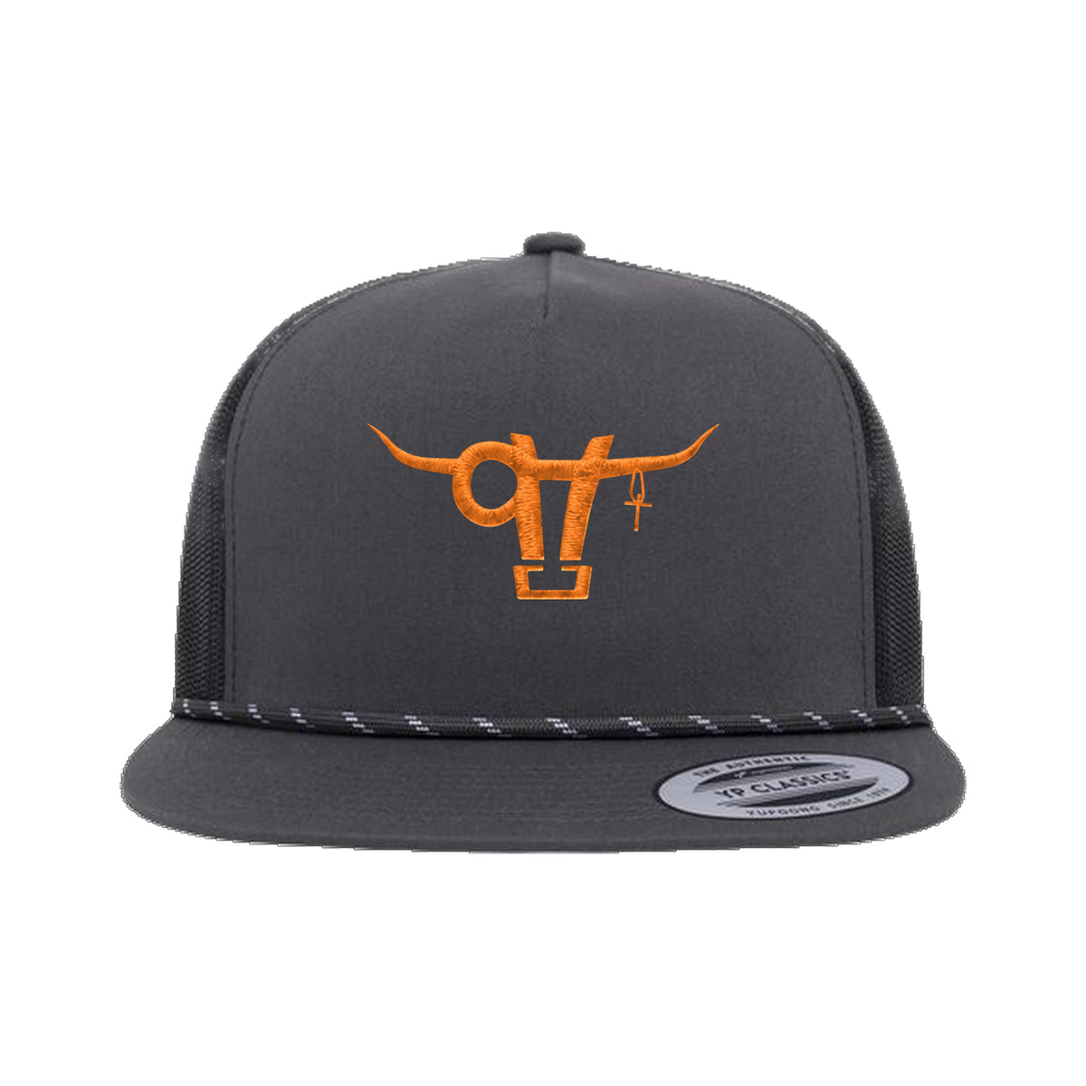 SwingN9T Bull Yupoong 6006BD Rope Hat / Charcoal/Black / angle on white