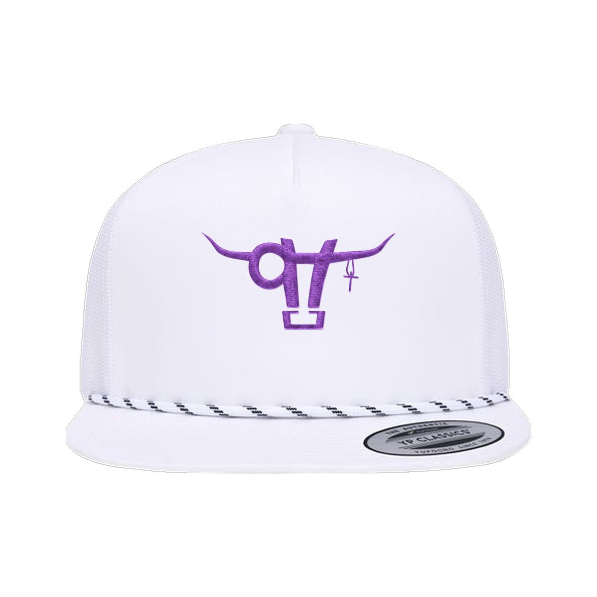 SwingN9T Bull Yupoong 6006BD Rope Hat / White / angle on white
