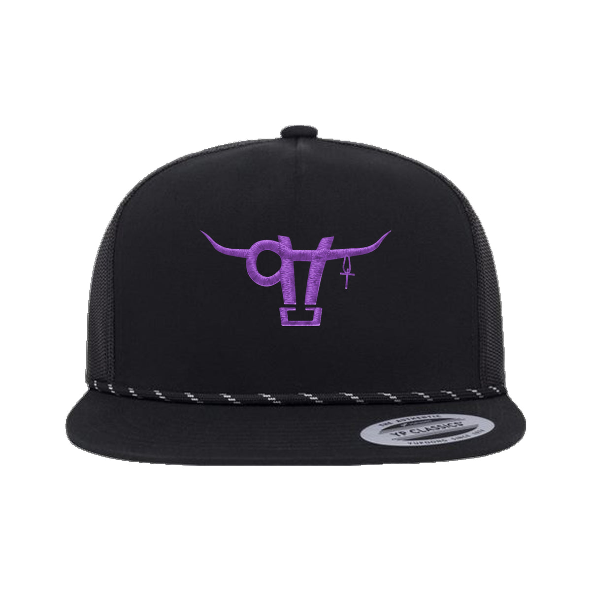 SwingN9T Bull Yupoong 6006BD Rope Hat / Black / angle on white