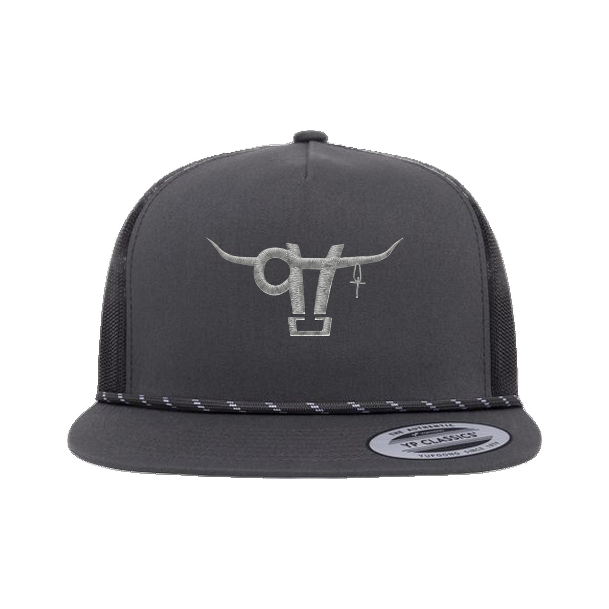 SwingN9T Bull Yupoong 6006BD Rope Hat / Charcoal/Black / angle on white