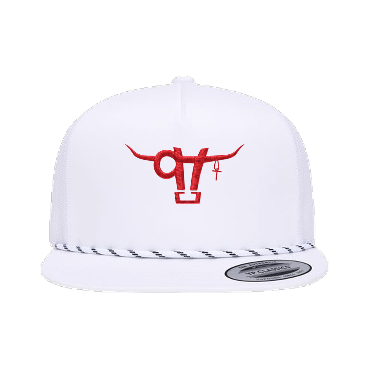 SwingN9T Bull Yupoong 6006BD Rope Hat / White / angle on white
