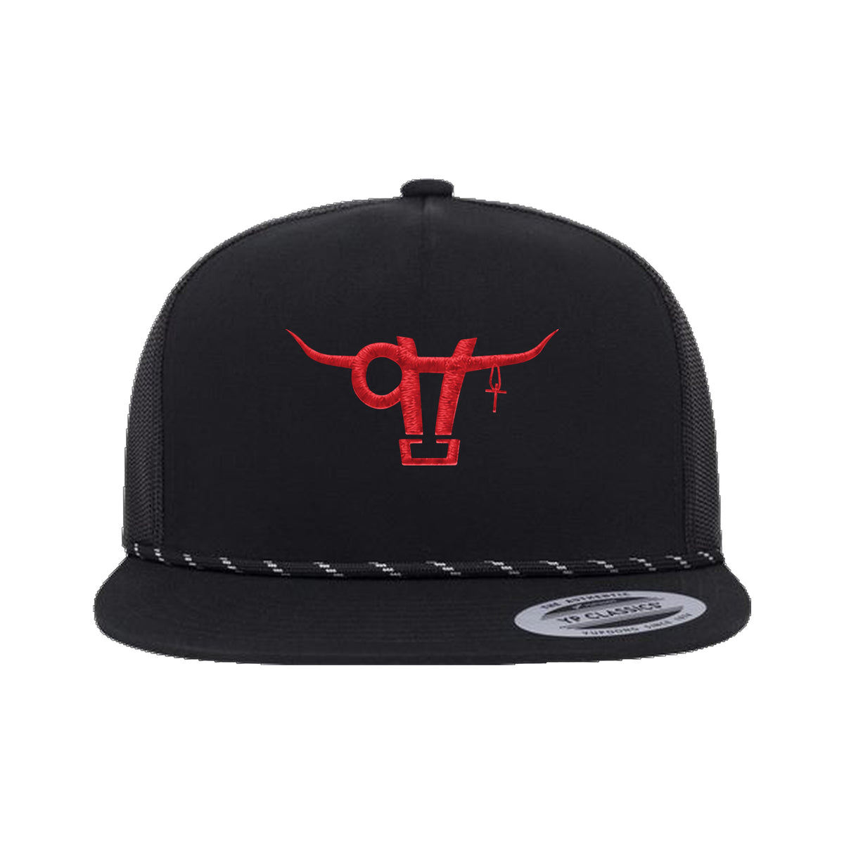 SwingN9T Bull Yupoong 6006BD Rope Hat / Black / angle on white