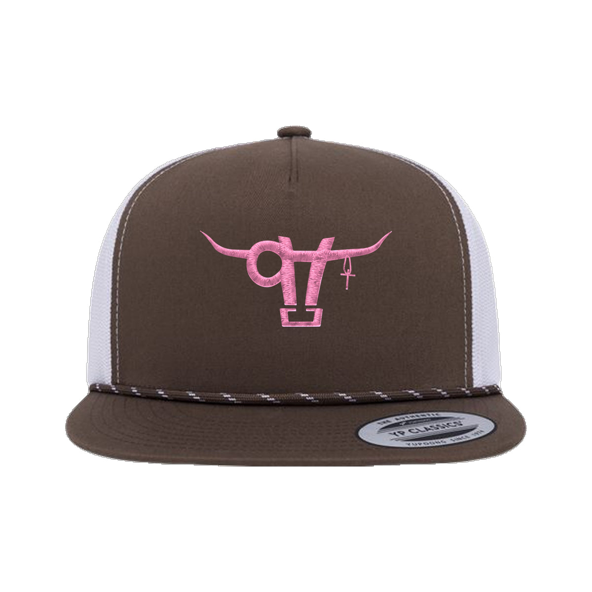 SwingN9T Bull Yupoong 6006BD Rope Hat / Brown/White / angle on white