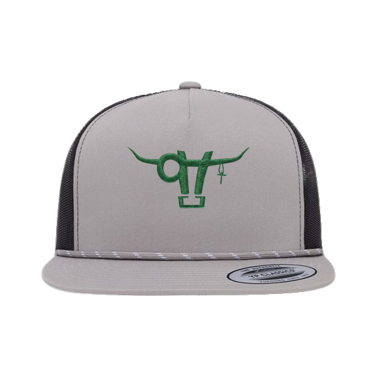 SwingN9T Bull Yupoong 6006BD Rope Hat / Silver/Black / angle on white