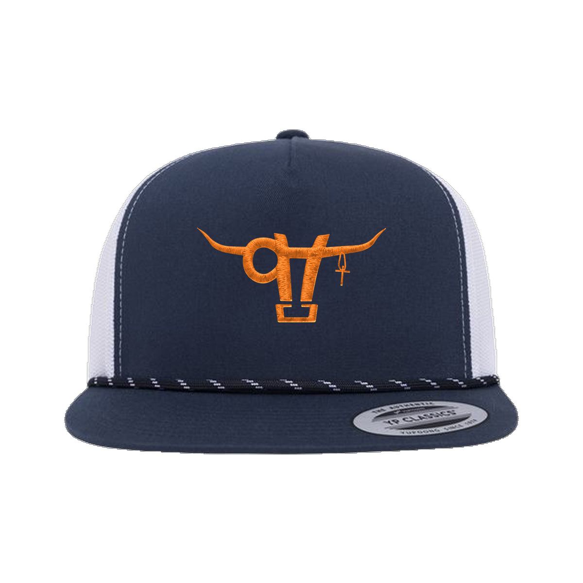 SwingN9T Bull Yupoong 6006BD Rope Hat / Navy/White / angle on white