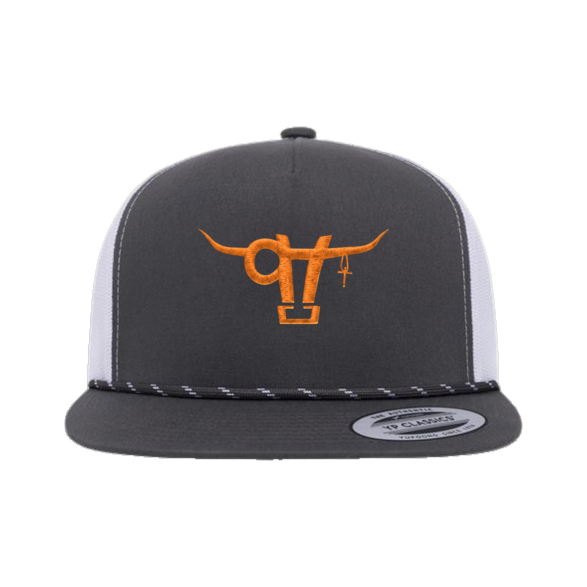 SwingN9T Bull Yupoong 6006BD Rope Hat / Charcoal/White / angle on white