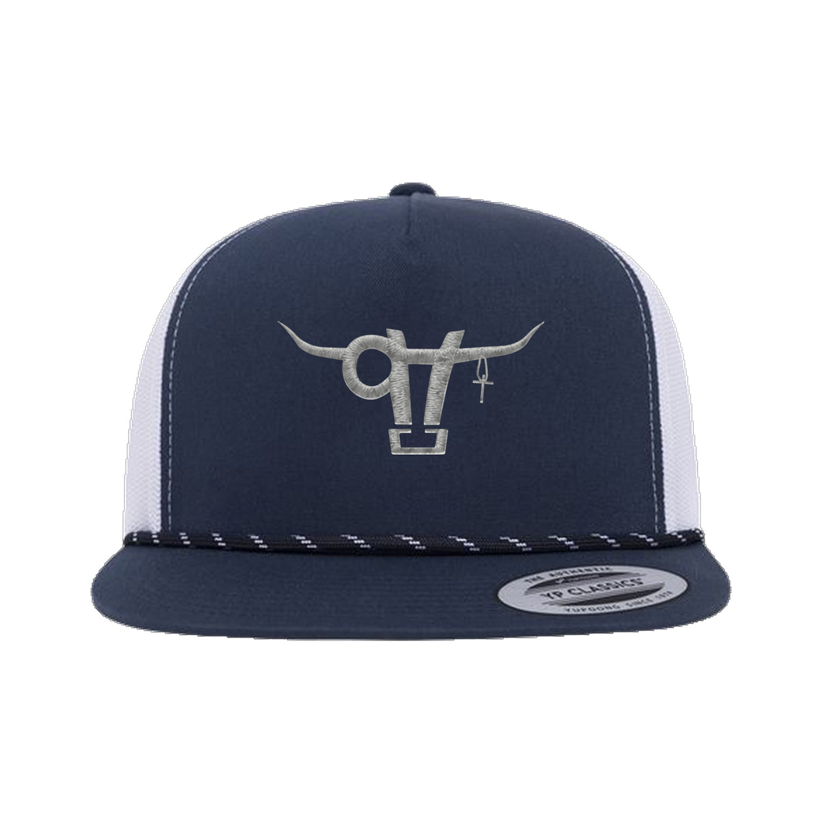 SwingN9T Bull Yupoong 6006BD Rope Hat / Navy/White / angle on white