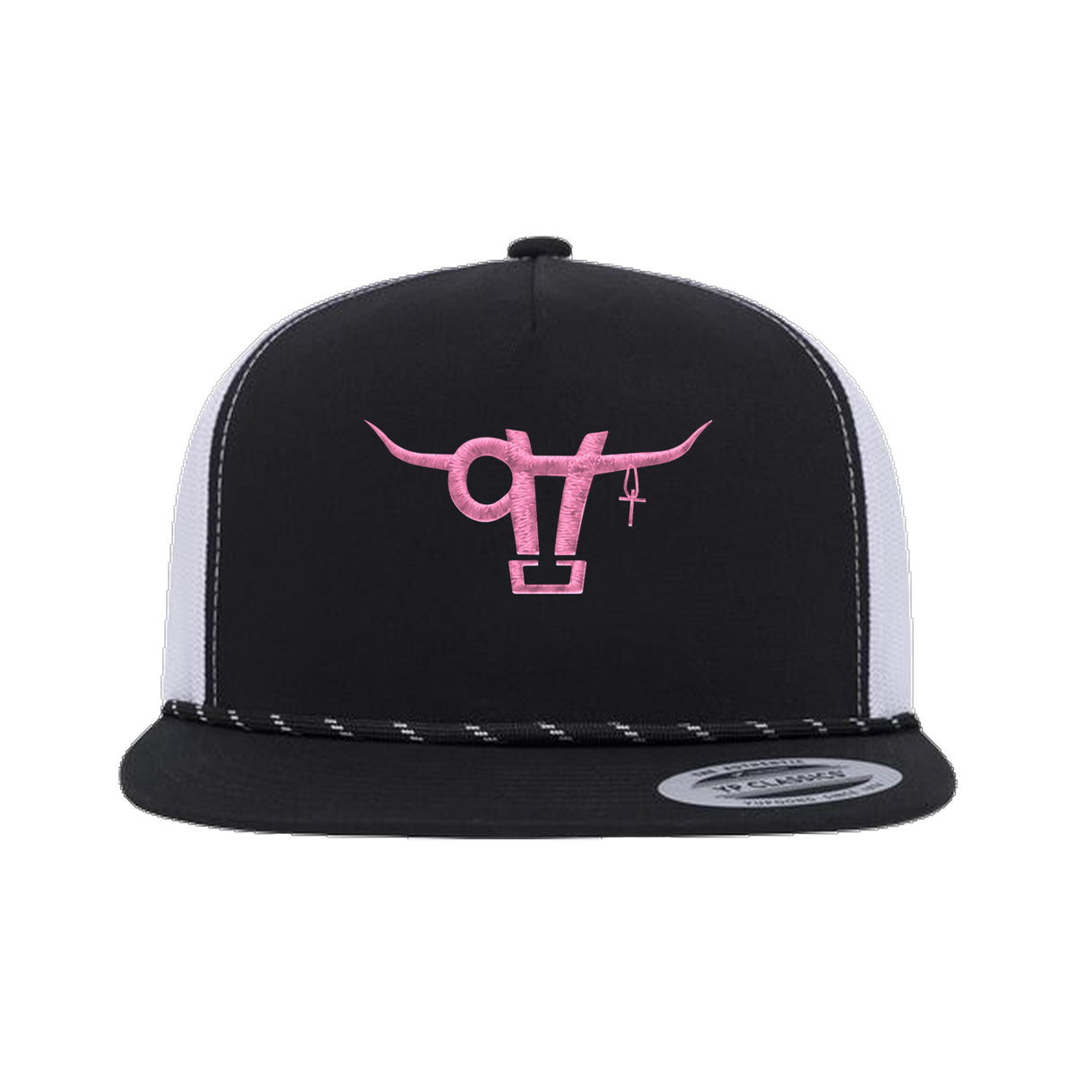 SwingN9T Bull Yupoong 6006BD Rope Hat / Black/White / angle on white