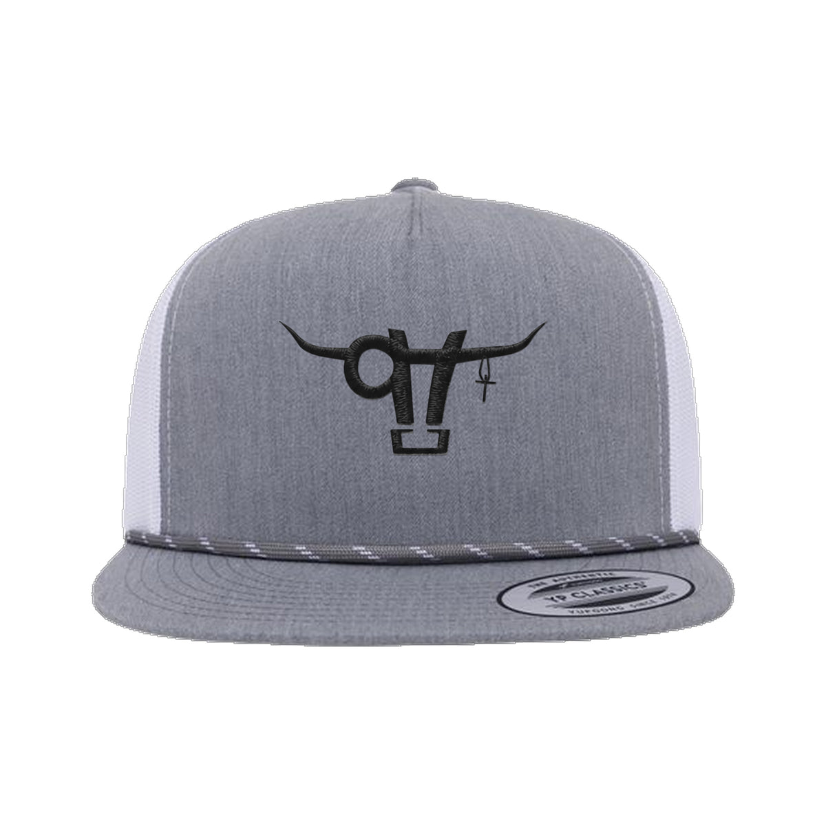 SwingN9T Bull Yupoong 6006BD Rope Hat / Heather Grey/White / angle on white