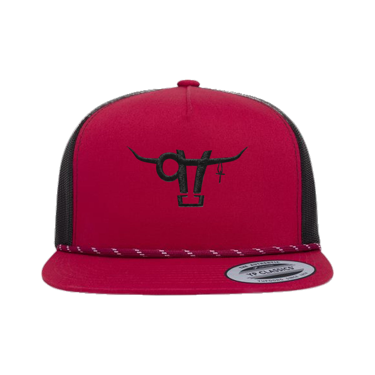 SwingN9T Bull Yupoong 6006BD Rope Hat / Red/Black / angle on white