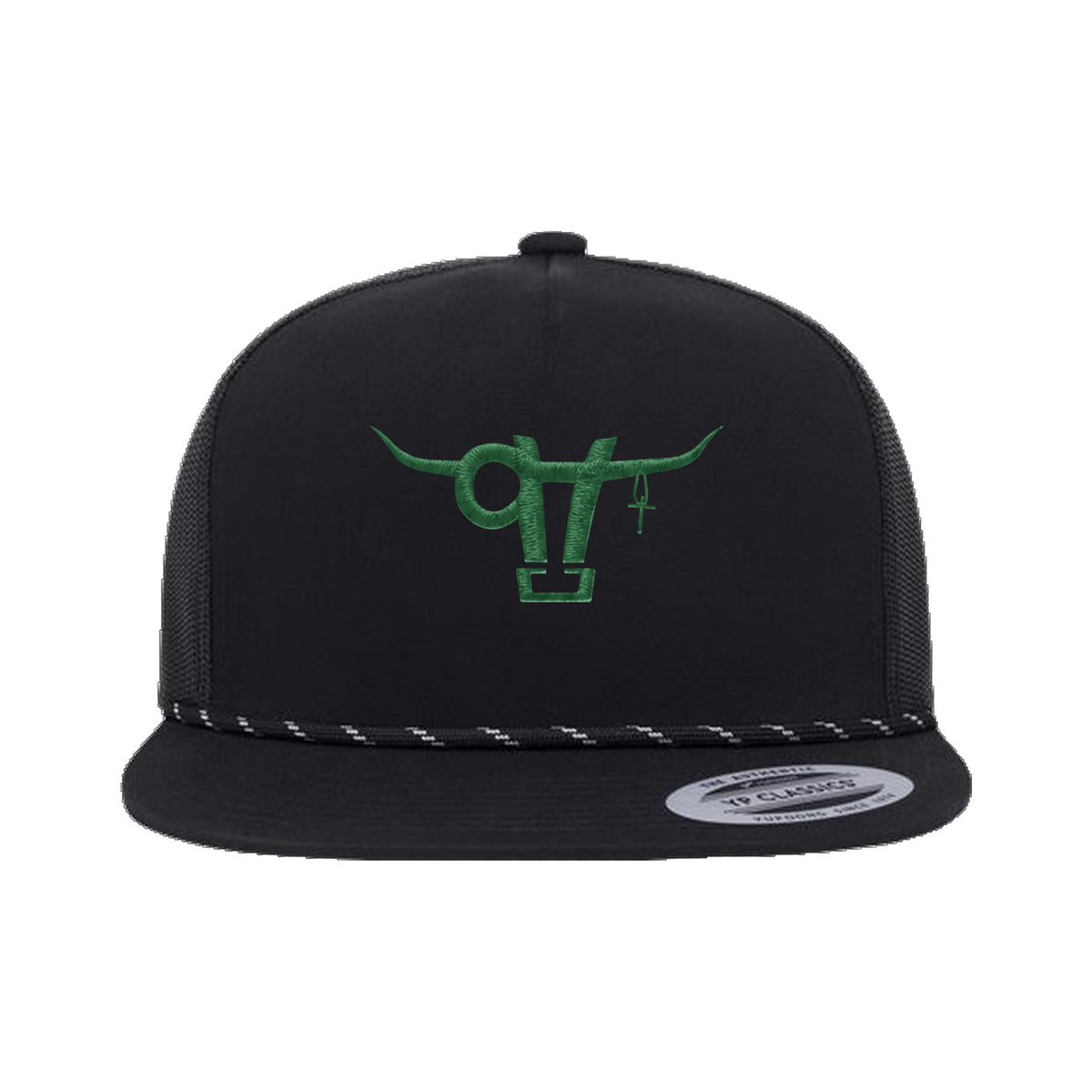 SwingN9T Bull Yupoong 6006BD Rope Hat / Black / angle on white