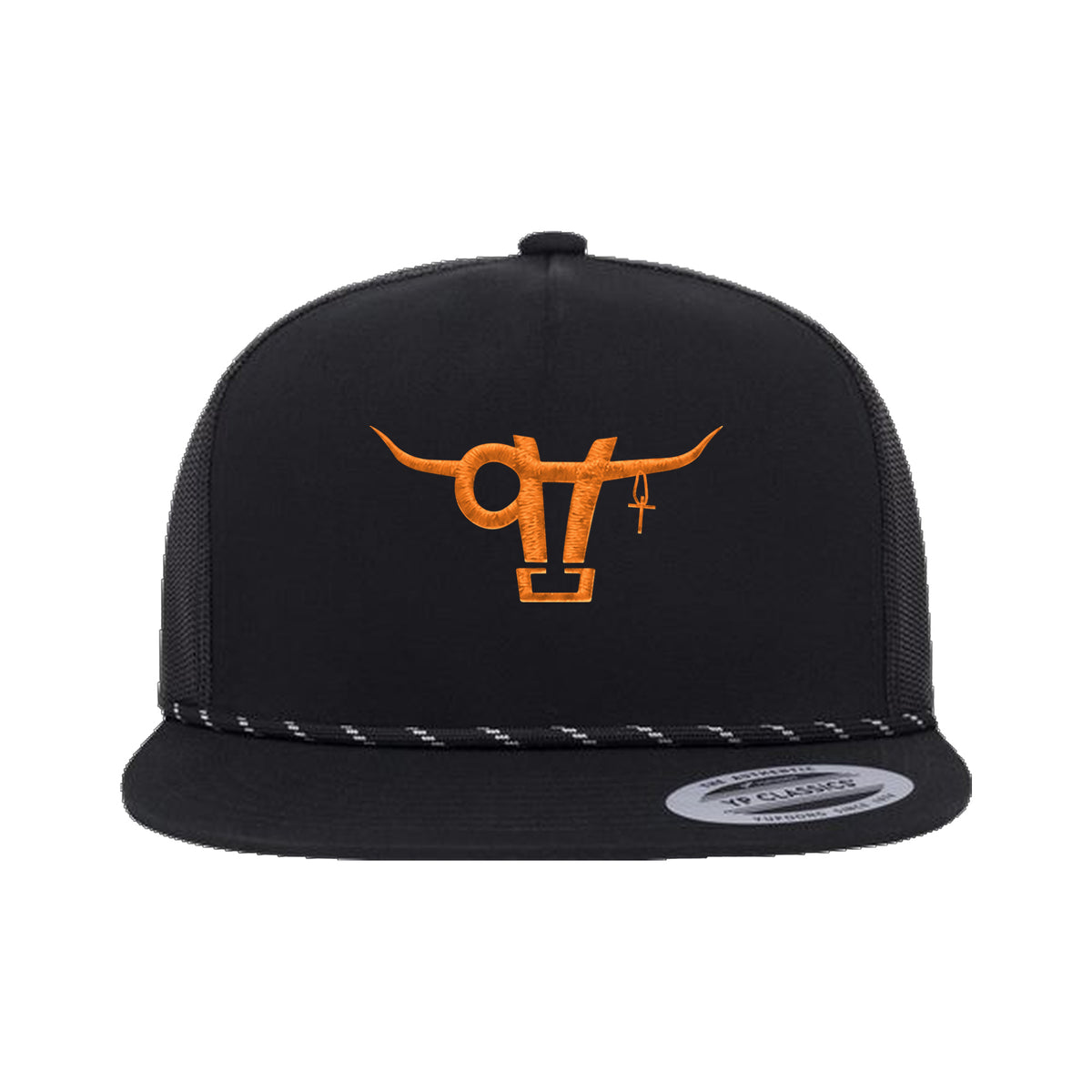 SwingN9T Bull Yupoong 6006BD Rope Hat / Black / angle on white