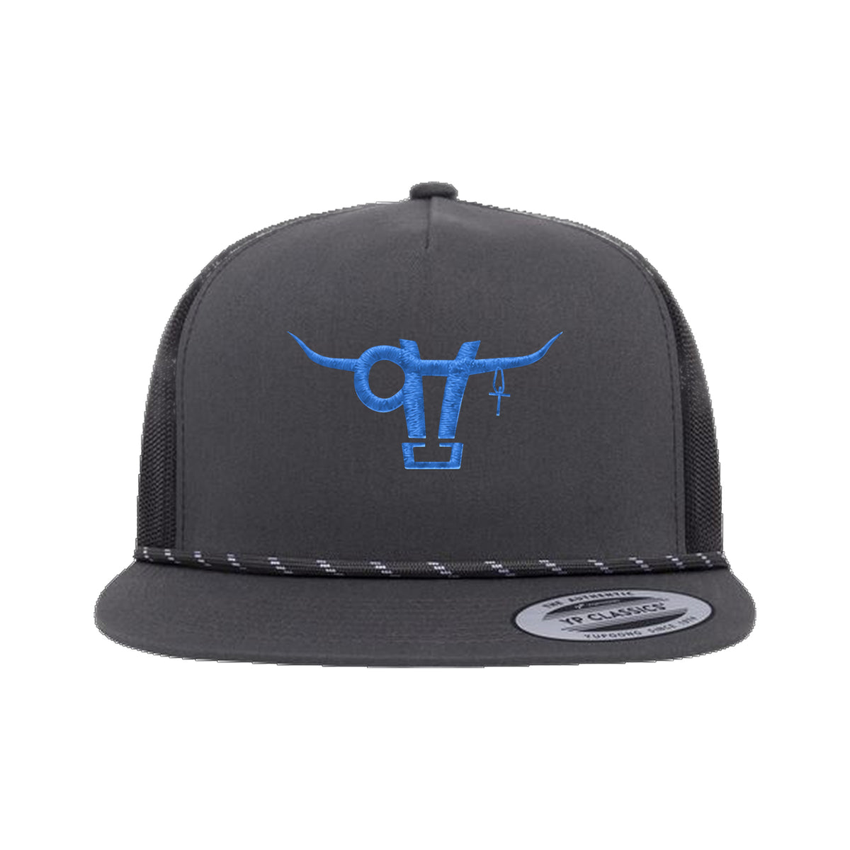 SwingN9T Bull Yupoong 6006BD Rope Hat / Charcoal/Black / angle on white
