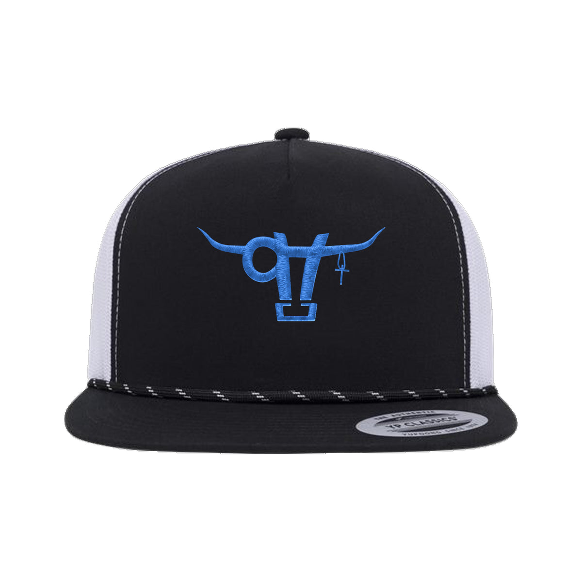 SwingN9T Bull Yupoong 6006BD Rope Hat / Black/White / angle on white