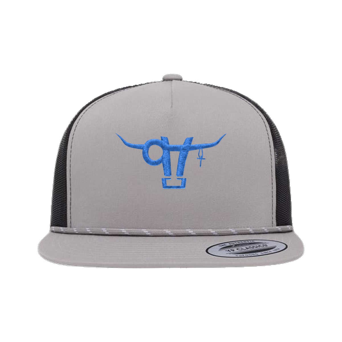 SwingN9T Bull Yupoong 6006BD Rope Hat / Silver/Black / angle on white