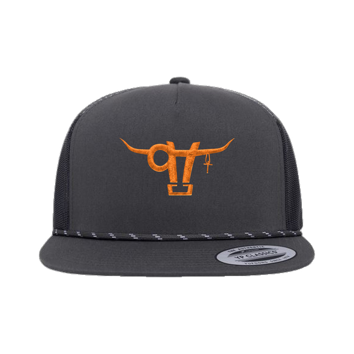 SwingN9T Bull Yupoong 6006BD Rope Hat / Charcoal / angle on white