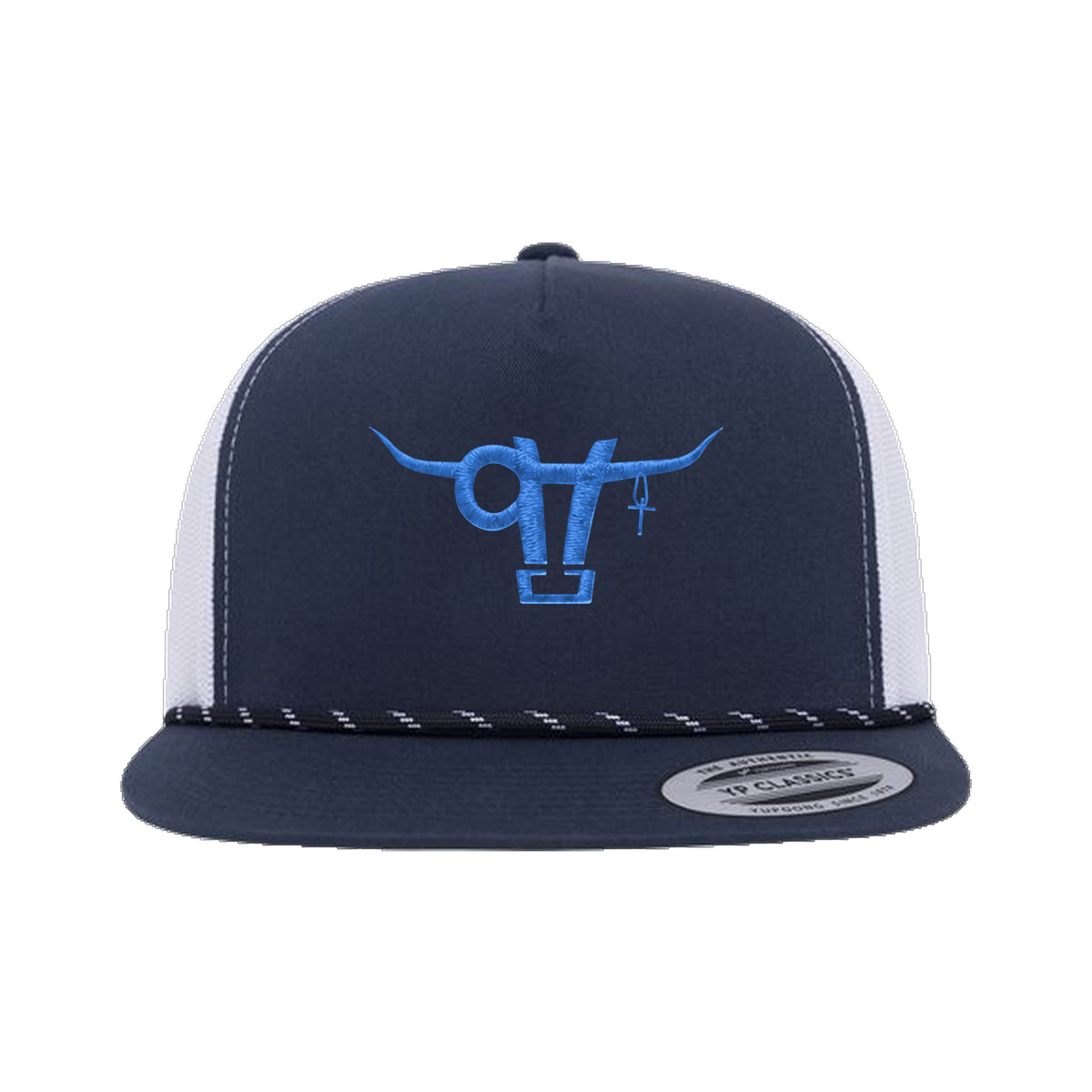 SwingN9T Bull Yupoong 6006BD Rope Hat / Navy/White / angle on white