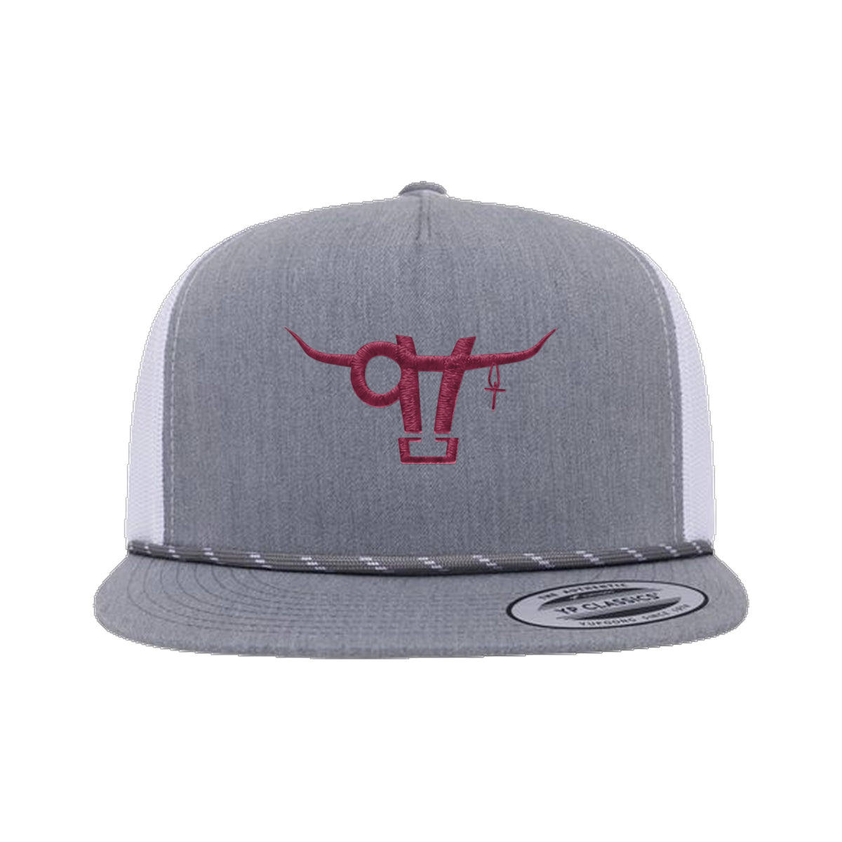 SwingN9T Bull Yupoong 6006BD Rope Hat / Heather Grey/White / angle on white