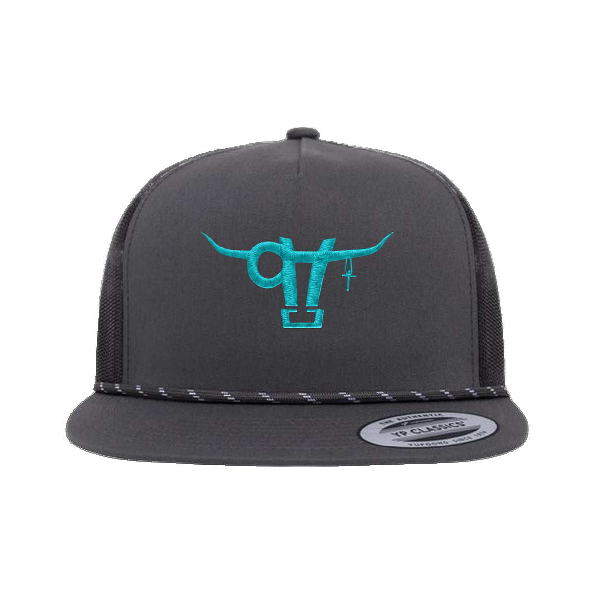 SwingN9T Bull Yupoong 6006BD Rope Hat / Charcoal/Black / angle on white