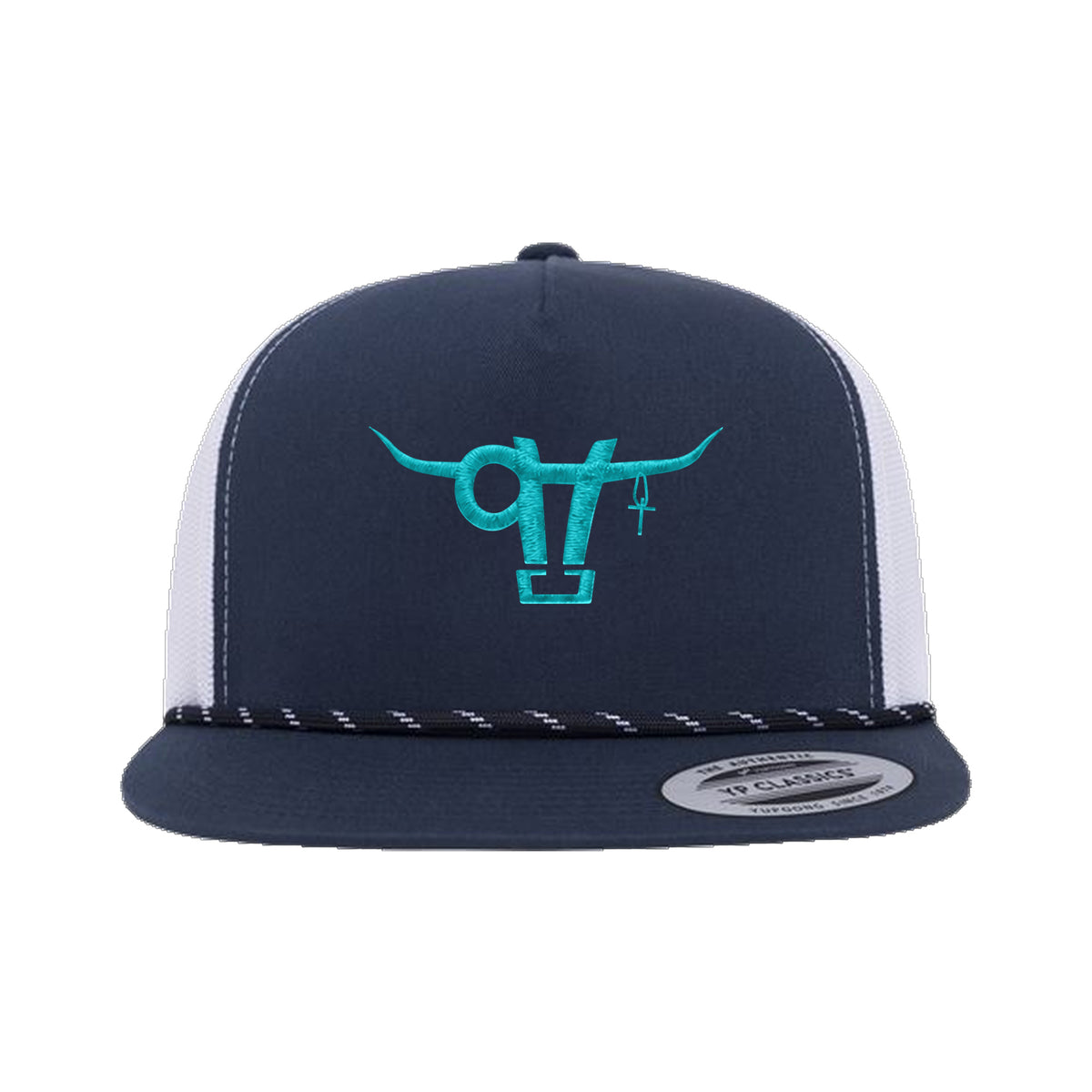 SwingN9T Bull Yupoong 6006BD Rope Hat / Navy/White / angle on white