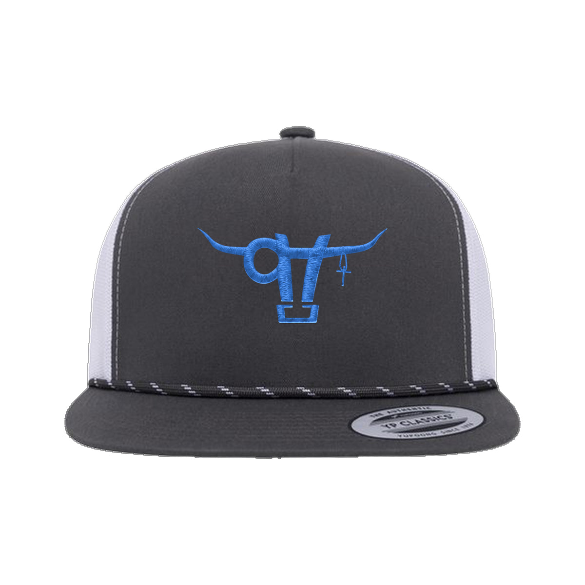 SwingN9T Bull Yupoong 6006BD Rope Hat / Charcoal/White / angle on white