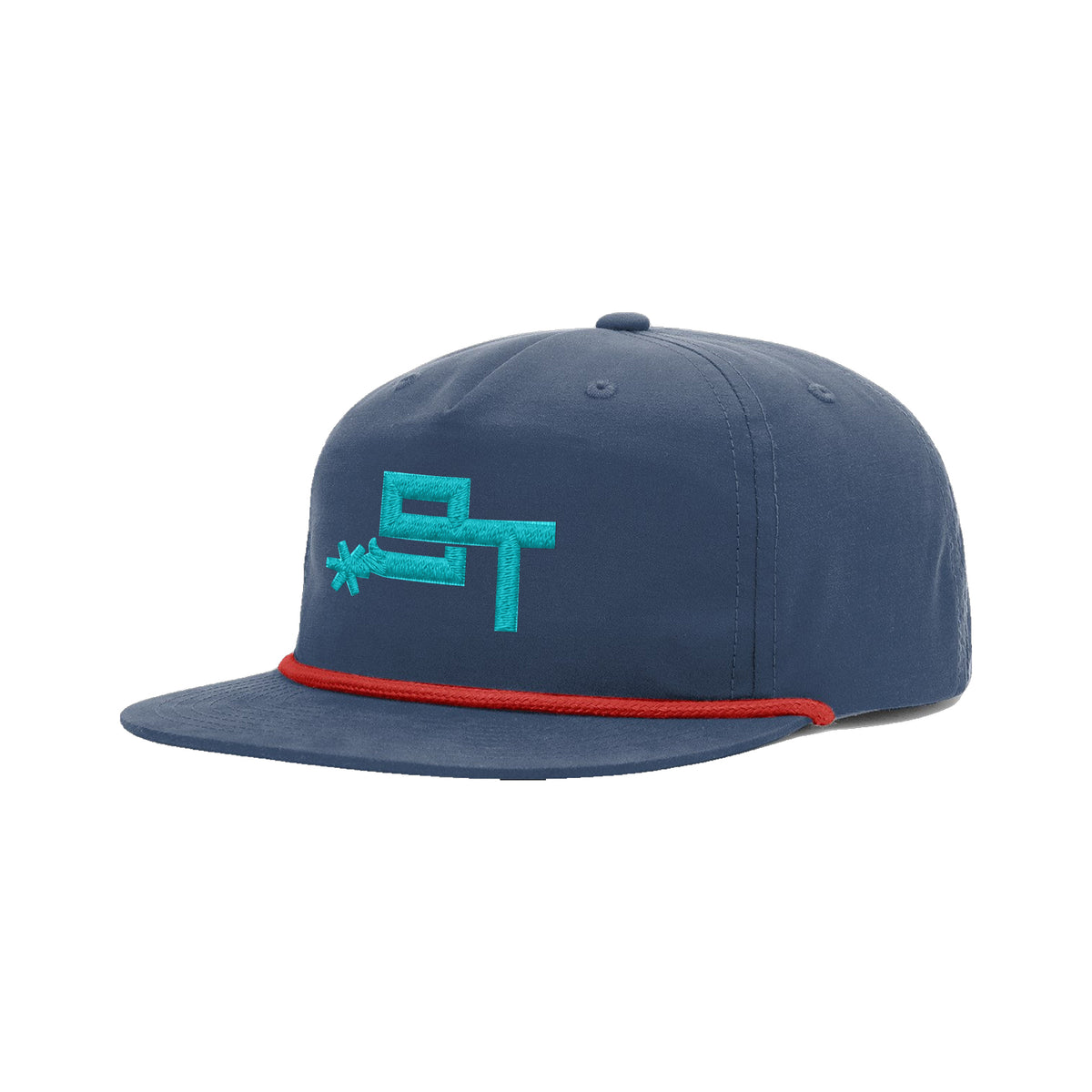 9T Spur Richardson 256 Hat / Navy/Red / Teal / angle on white