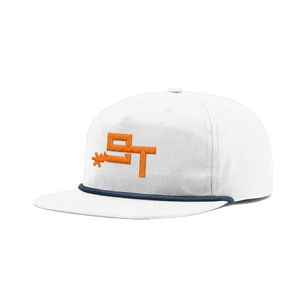 9T Spur Richardson 256 Hat / White/Light Navy / Orange / angle on white